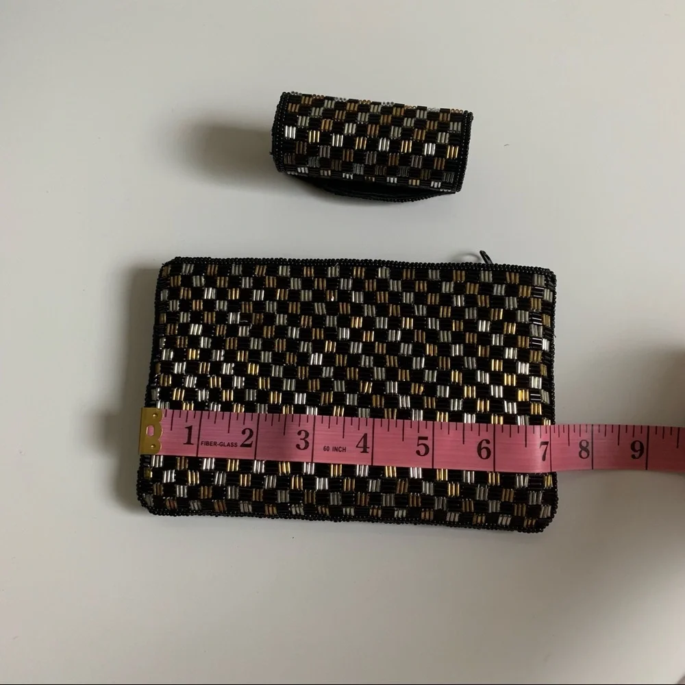 Gold/Black Clutch Purse and Lipstick Case